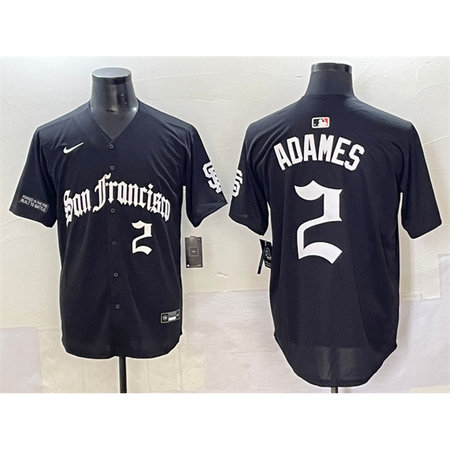 Men's San Francisco Giants #2 Willy Adames Black "Gothic Fog Edition" Vapor Premier Limited Stitched Baseball Jersey