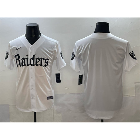 Youth Las Vegas Raiders White "Gothic Sin City Shadows Edition" Vapor Limited Stitched Baseball Jersey