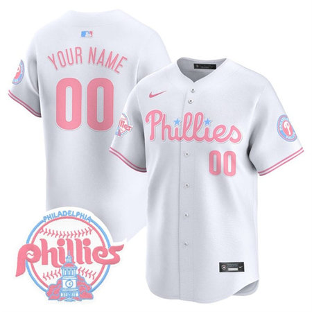 Men's Philadelphia Phillies Bubblegum White Vapor Premier Limited Stitched Custom Jersey