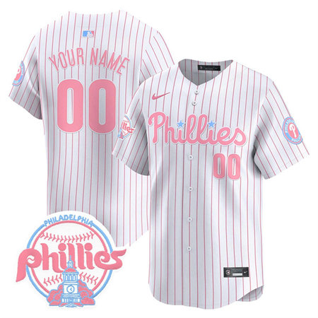 Men's Philadelphia Phillies Bubblegum White Pinstripe Vapor Premier Limited Stitched Custom Jersey