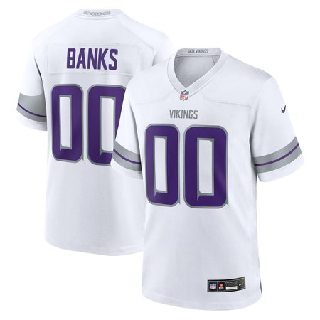 Men's Minnesota Vikings Caleb Banks White 2026 NFL Draft Game Jersey