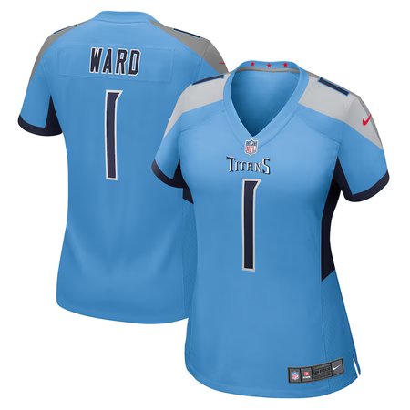 Women's Tennessee Titans #1 Cameron Ward Nike Light Blue 2025 NFL Draft First Round Pick Game Jersey