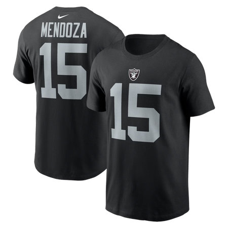 Men's Las Vegas Raiders #15 Fernando Mendoza Nike Black Name & Number T-Shirt