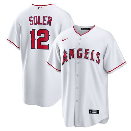 Men's Los Angeles Angels #12 Jorge Soler Nike White Home Replica Jersey