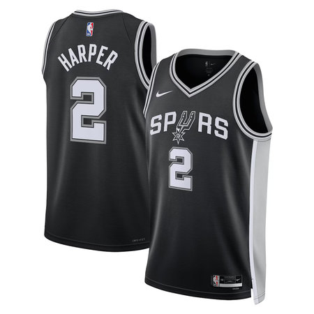 Men's San Antonio Spurs #2 Dylan Harper Nike Black 2025 NBA Draft First Round Pick Swingman Icon Edition Jersey