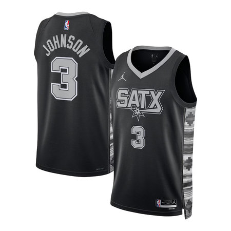 Men's San Antonio Spurs #3 Keldon Johnson Black Swingman Statement Edition Jersey