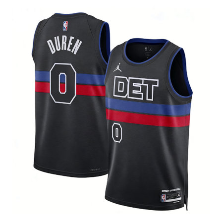 Men's Detroit Pistons #0 Jalen Duren Black 2022/23 Swingman Statement Edition Jersey