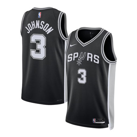 Men's San Antonio Spurs #3 Keldon Johnson Nike Black Swingman Icon Edition Jersey