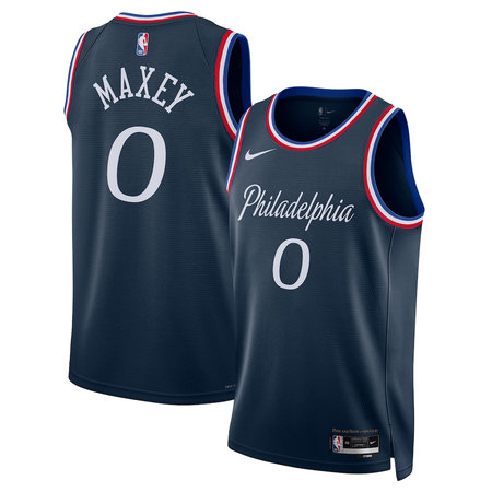 Youth Philadelphia 76ers #0 Tyrese Maxey Nike Navy 2025/26 Swingman City Edition Jersey