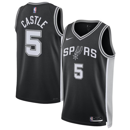 Men's San Antonio Spurs #5 Stephon Castle Nike Black Swingman Icon Edition Jersey