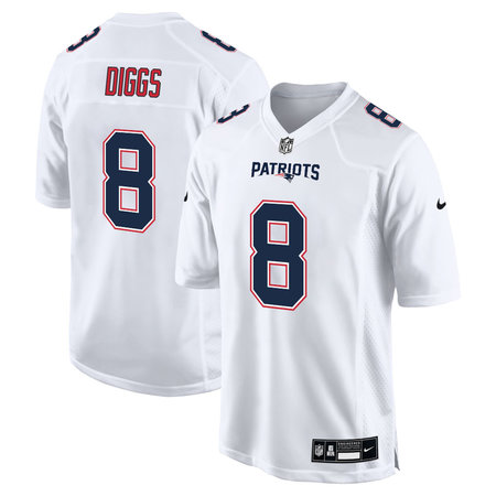 Youth New England Patriots #8 Stefon Diggs Tundra White Fashion Game Jersey