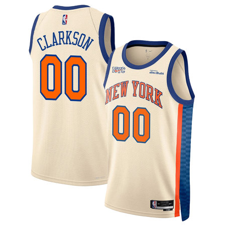 Youth New York Knicks #00 Jordan Clarkson Cream Stitched Basketball Jersey