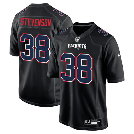 Men's New England Patriots #38 Rhamondre Stevenson Carbon Black Fashion Game Jersey