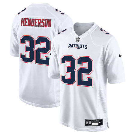 Youth New England Patriots #32 TreVeyon Henderson Tundra White Fashion Game Jersey