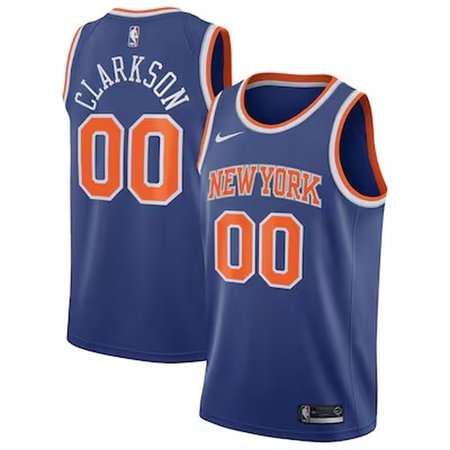 Men's New York Knicks #00 Jordan Clarkson Blue Stitched Basketball Jersey