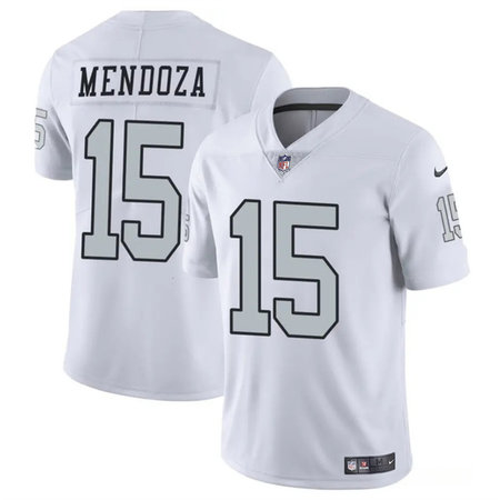 Men's Las Vegas Raiders #15 Fernando Mendoza White 2026 Draft Color Rush Vapor Untouchable Limited Stitched Football Jersey