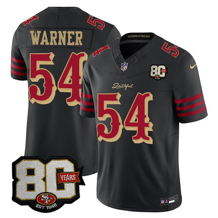 Men's San Francisco 49ers #54 Fred Warner Black 80 Anniversary Rivalries Collection Vapor F.U.S.E. Limited Jersey