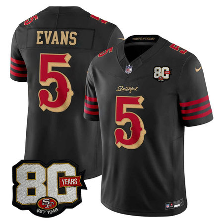 Men's San Francisco 49ers #5 Mike Evans Black 80 Anniversary Rivalries Collection Vapor F.U.S.E. Limited Jersey