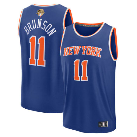 Men's New York Knicks #11 Jalen Brunson Blue 2026 NBA Finals Patch Fast Break Icon Edition Replica Jersey