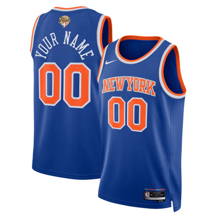 Men's New York Knicks Nike Blue 2026 NBA Finals Patch Swingman Icon Edition Custom Jersey