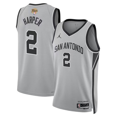 Men's San Antonio Spurs #2 Dylan Harper Silver 2026 NBA Finals Patch Swingman Statement Edition Jersey