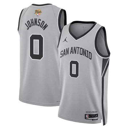 Youth San Antonio Spurs #0 Keldon Johnson Silver 2026 NBA Finals Patch Swingman Statement Edition Jersey