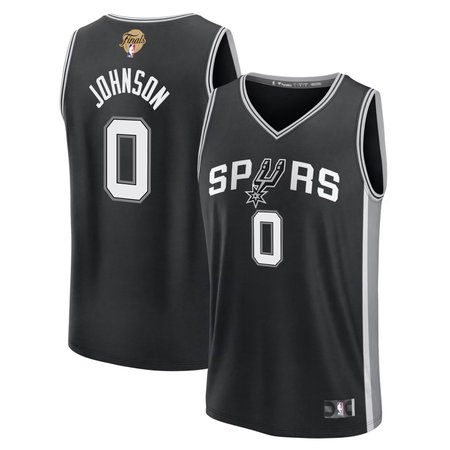 Youth San Antonio Spurs #0 Keldon Johnson Black 2026 NBA Finals Patch Fast Break Icon Edition Jersey