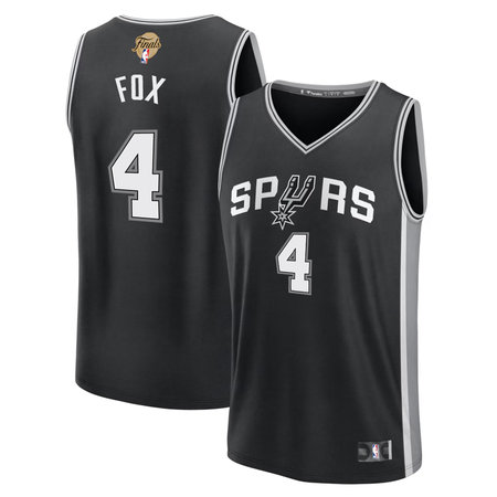 Men's San Antonio Spurs #4 De'Aaron Fox Black 2026 NBA Finals Patch Fast Break Icon Edition Jersey