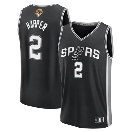 Youth San Antonio Spurs #2 Dylan Harper Black 2026 NBA Finals Patch Fast Break Icon Edition Jersey