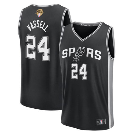 Men's San Antonio Spurs #24 Devin Vassell Black 2026 NBA Finals Patch Fast Break Icon Edition Jersey