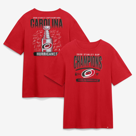 Men's Carolina Hurricanes Red 2026 Stanley Cup Champions Signature Roster T-Shirt