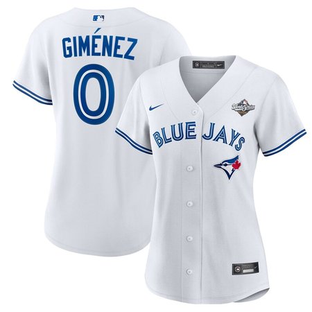Women's Toronto Blue Jays #0 Andres Gimenez Nike 2025 World Series White Home Replica Jersey