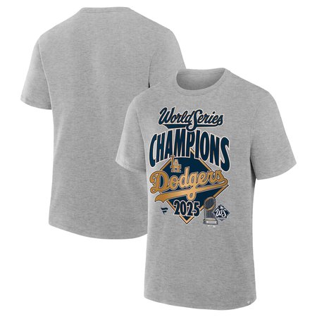 Men's Los Angeles Dodgers Heather Gray 2025 World Series Champions Locker Room Replica T-Shirt