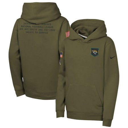 Youth Jacksonville Jaguars Olive 2025 Salute to Service Club Fleece Hoodie