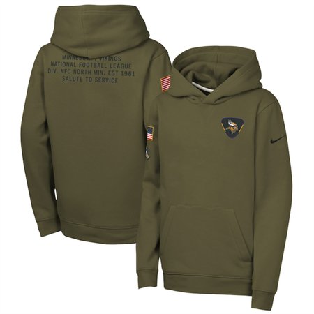 Youth Minnesota Vikings Olive 2025 Salute to Service Club Fleece Hoodie
