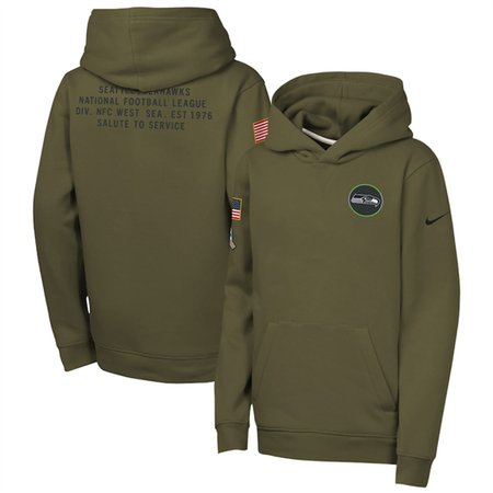 Youth Seattle Seahawks Olive 2025 Salute to Service Club Fleece Hoodie