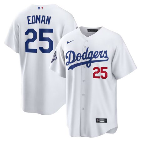 Youth Los Angeles Dodgers #25 Tommy Edman Nike White 2025 World Series Champions Home Limited Jersey