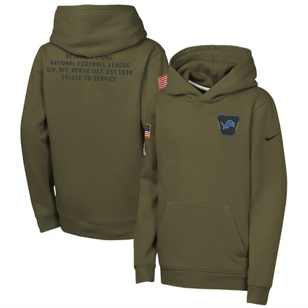 Youth Detroit Lions Olive 2025 Salute to Service Club Fleece Hoodie