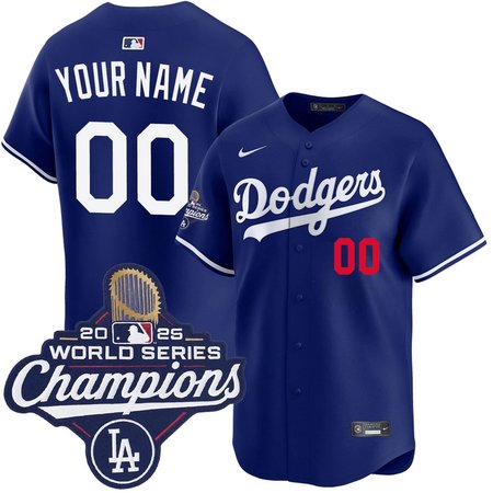 Men's Los Angeles Dodgers Custom Nike Royal 2025 World Series Champions Home Limited Jersey