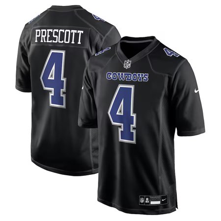 Youth Dallas Cowboys #4 Dak Prescott Carbon Black Fashion Game Jersey