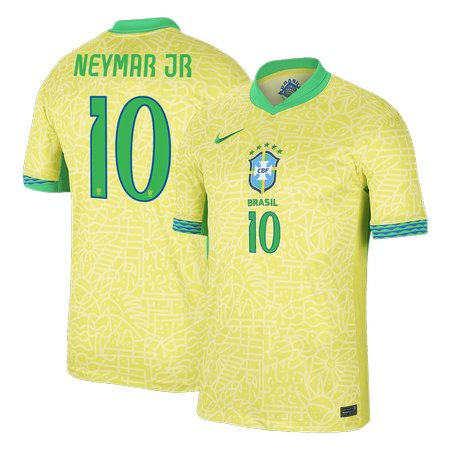 Men's NEYMAR JR #10 Brazil Home Replica Soccer Jersey 2024