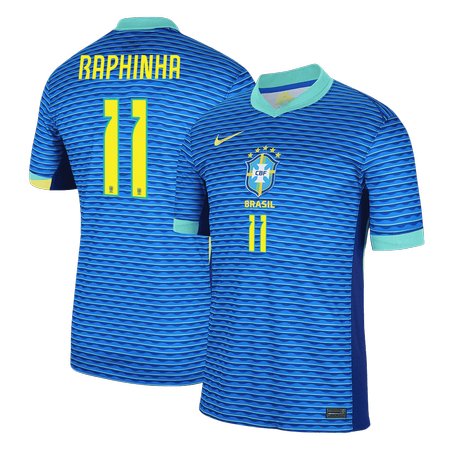 Men's RAPHINHA #11 Brazil Away Replica Soccer Jersey Copa America 2024