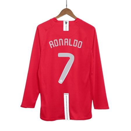 Men's RONALDO #7 Manchester United Home Long Sleeve Retro Soccer Jersey - UCL Final 2007/08