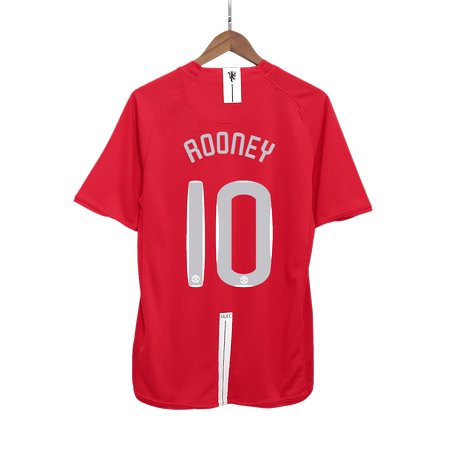 Men's ROONEY #10 Manchester United Home Retro Soccer Jersey - UCL Final 2007/08