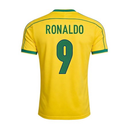 Men's RONALDO #9 Brazil Home Retro Soccer Jersey 1998