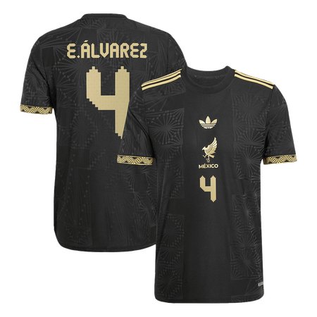 Men's E.ÁLVAREZ #4 Mexico Third Away Authentic Soccer Jersey -Gold Cup 2025