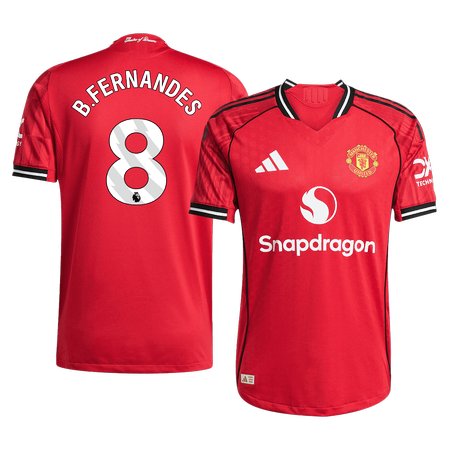 Men's B.FERNANDES #8 Manchester United Home Authentic Soccer Jersey 2025/26