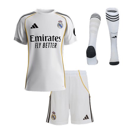 Kid's Real Madrid Home Soccer Jersey Full Kit 2025/26