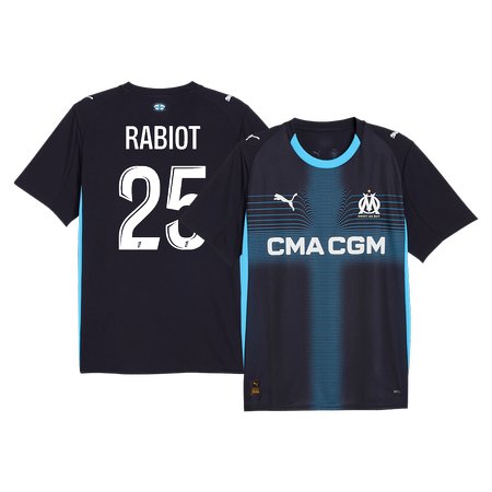 Men's RABIOT #25 Marseille Away Replica Soccer Jersey 2025/26