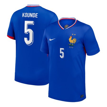 Men's KOUNDE #5 France Home Replica Soccer Jersey 2024